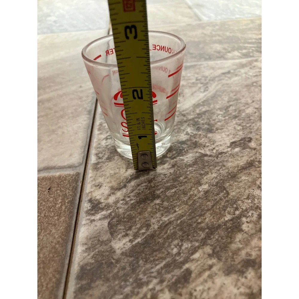Vintage One Shot Measuring Shot Glass Red Markings 1.5 oz Barware Made in Taiwan